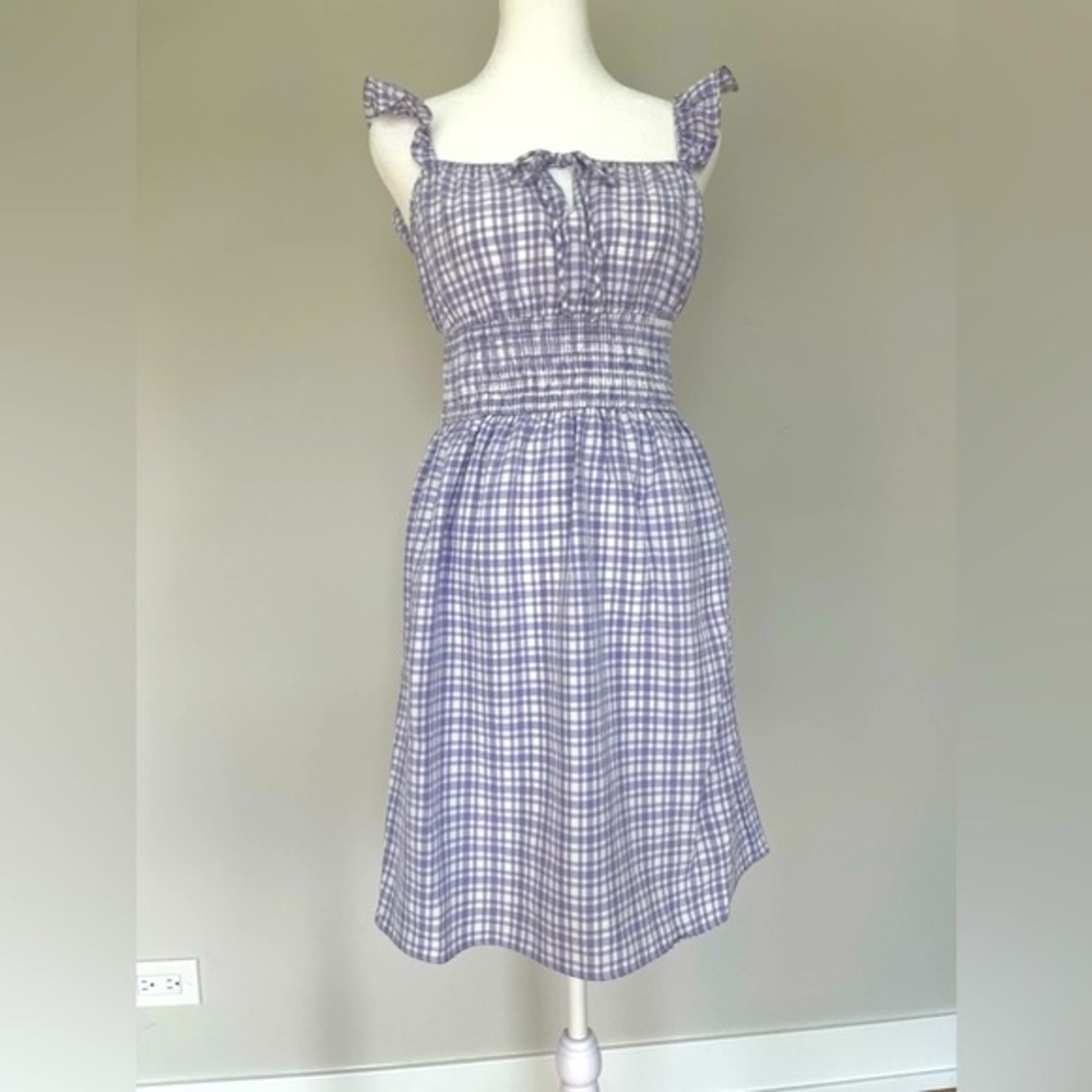 WAYF Smocked Waist Summer Mini Dress in Purple Size XS Prairie Cottagecore NEW